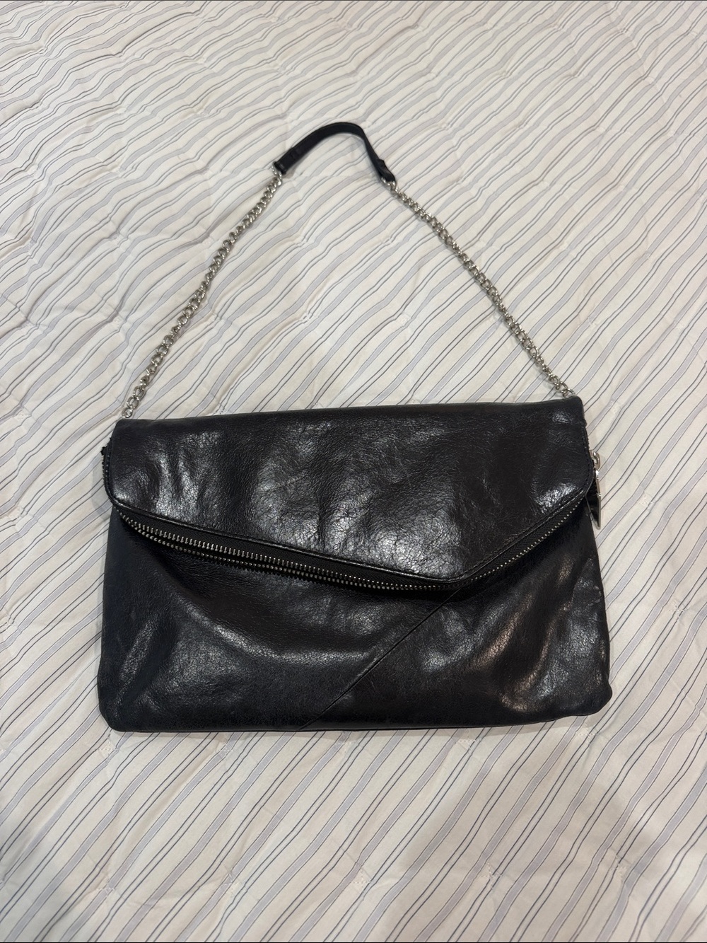 HOBO Women's Black Leather Chain-Handle Shoulder Bag